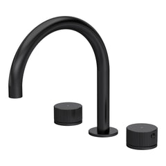 [BTK433C] Ashenhurst Contemporary 3 Tap Hole Deck Mounted Bath Mixer Tap with Fluted Handles - Choice of Spout and Colour - Cutout