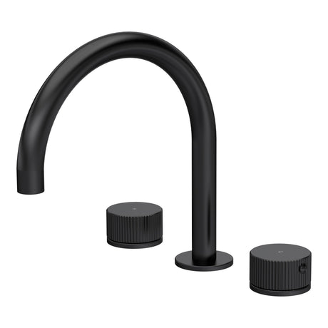 [BTK433C] Ashenhurst Contemporary 3 Tap Hole Deck Mounted Bath Mixer Tap with Fluted Handles - Choice of Spout and Colour - Cutout