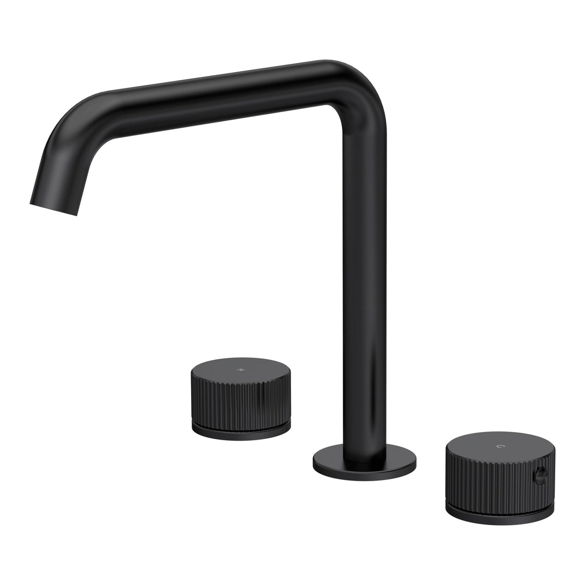 [BTK433P] Ashenhurst Contemporary 3 Tap Hole Deck Mounted Bath Mixer Tap with Fluted Handles - Choice of Spout and Colour - Cutout