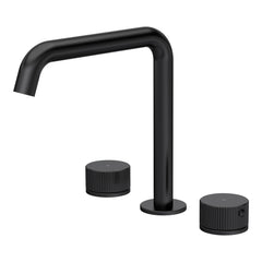 [BTK433P] Ashenhurst Contemporary 3 Tap Hole Deck Mounted Bath Mixer Tap with Fluted Handles - Choice of Spout and Colour - Cutout