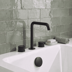 [BTK433P] Ashenhurst Contemporary 3 Tap Hole Deck Mounted Bath Mixer Tap with Fluted Handles - Choice of Spout and Colour - Lifestyle 1