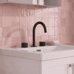 [BTK437C] Ashenhurst Contemporary 3 Tap Hole Basin Mixer Tap with Fluted Handles and Waste - Choice of Spout and Colour - Lifestyle 1