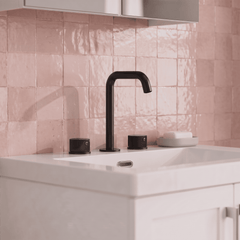 [BTK437P] Ashenhurst Contemporary 3 Tap Hole Basin Mixer Tap with Fluted Handles and Waste - Choice of Spout and Colour - Lifestyle 1