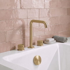 [BTK833P] Ashenhurst Contemporary 3 Tap Hole Deck Mounted Bath Mixer Tap with Fluted Handles - Choice of Spout and Colour - Lifestyle 1