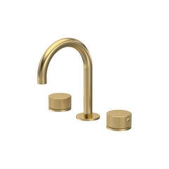 [BTK837C] Ashenhurst Contemporary 3 Tap Hole Basin Mixer Tap with Fluted Handles and Waste - Choice of Spout and Colour - Cutout