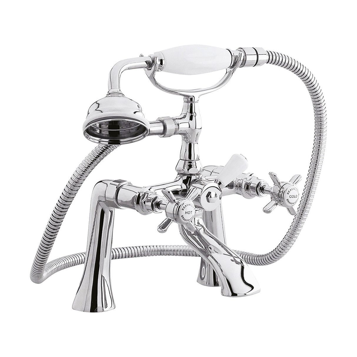 [BTKI304X] Balterley Hanchurch Traditional Bath Shower Mixer Tap with Shower Kit - Chrome or Brushed Brass - Cutout