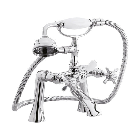 [BTKI304X] Balterley Hanchurch Traditional Bath Shower Mixer Tap with Shower Kit - Chrome or Brushed Brass - Cutout