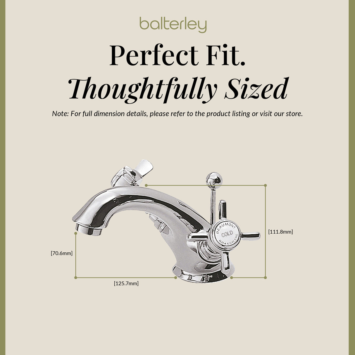 Balterley Hanchurch Traditional Mono Basin Mixer Tap - Chrome or Brushed Brass