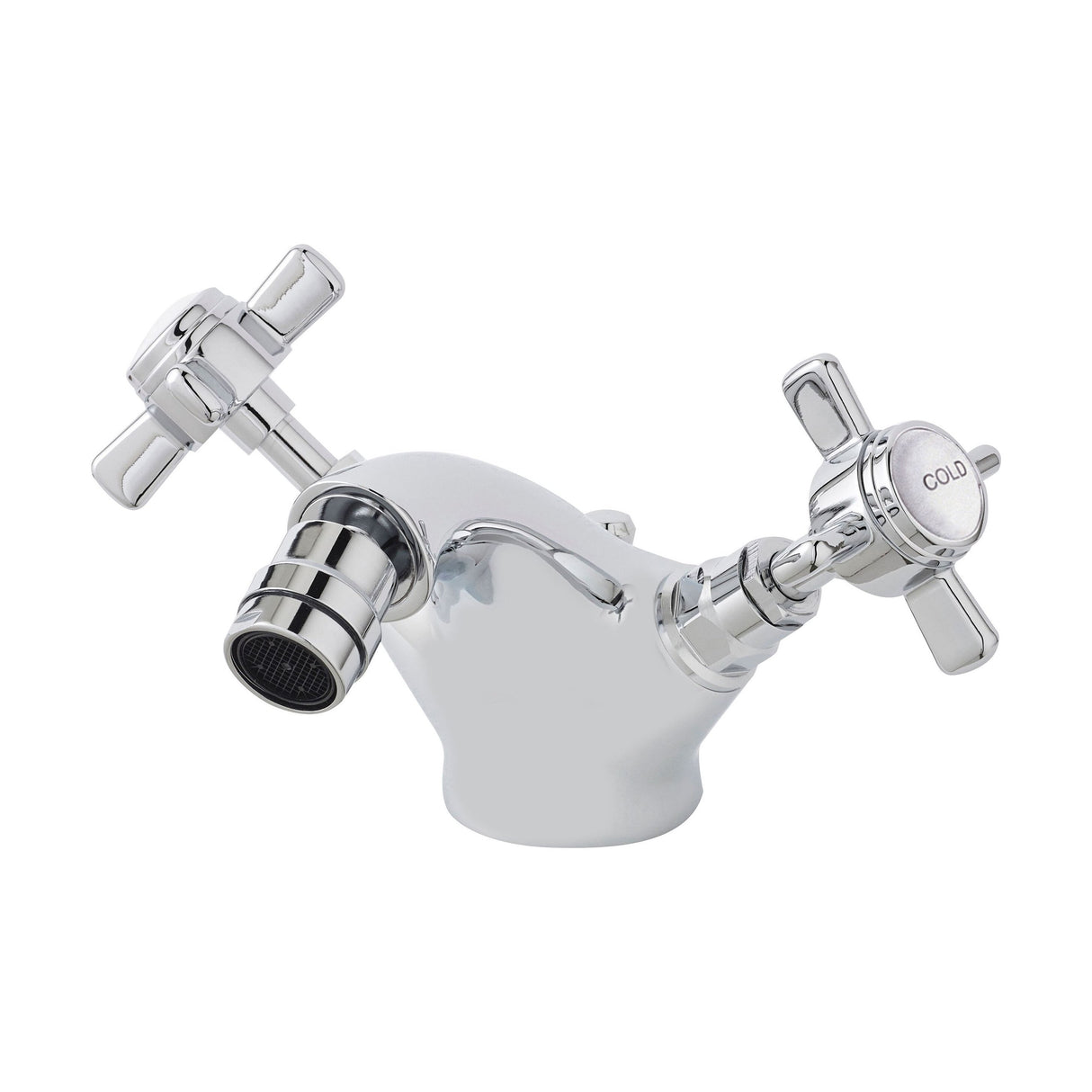 [BTKI306X] Balterley Hanchurch Traditional Bidet Tap with Crosshead Handles - Chrome or Brushed Brass - Cutout