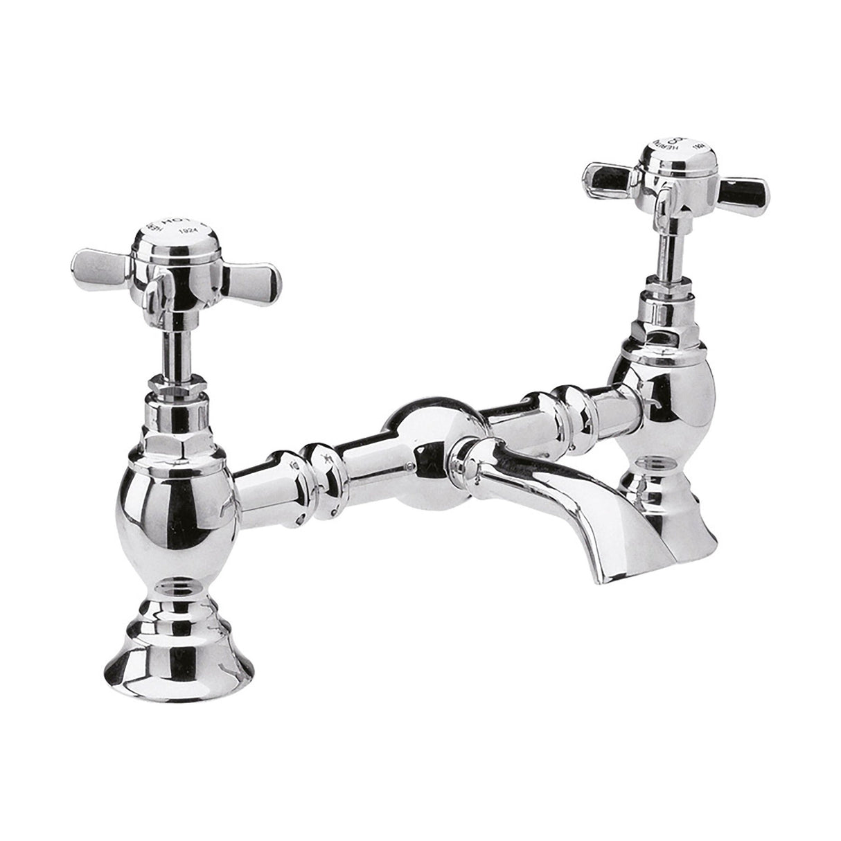 [BTKI315X] Balterley Kingsey Traditional Crosshead Bridge 2 Tap Hole Mixer - Chrome - Cutout