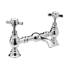 [BTKI315X] Balterley Kingsey Traditional Crosshead Bridge 2 Tap Hole Mixer - Chrome - Cutout