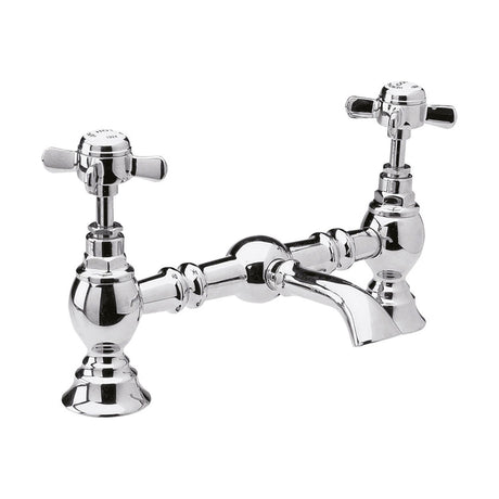 [BTKI315X] Balterley Kingsey Traditional Crosshead Bridge 2 Tap Hole Mixer - Chrome - Cutout