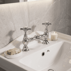 [BTKI315X] Hanchurch Traditional Crosshead Bridge 2 Tap Hole Mixer - Choice of Colour
