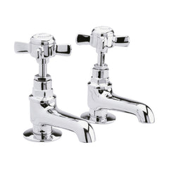 [BTKI321XE] Balterley Hanchurch Basin Pillar Taps with Crosshead Handles - Chrome or Brushed Brass - Cutout
