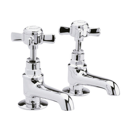 [BTKI321XE] Balterley Hanchurch Basin Pillar Taps with Crosshead Handles - Chrome or Brushed Brass - Cutout