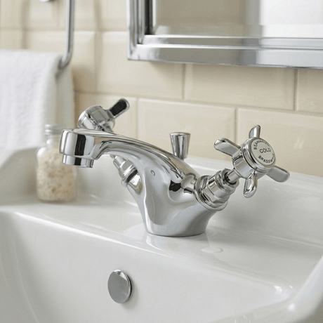 [BTKI345X] Balterley Hanchurch Traditional Mono Basin Mixer Tap - Chrome or Brushed Brass - Silo