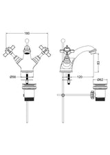 Balterley Hanchurch Traditional Mono Basin Mixer Tap - Chrome or Brushed Brass