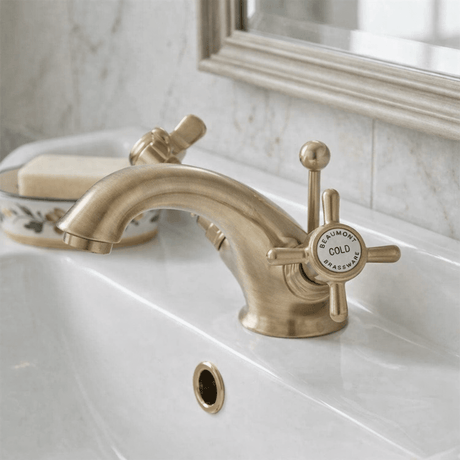 [BTKI805X] Balterley Hanchurch Traditional Mono Basin Mixer Tap - Chrome or Brushed Brass - Silo