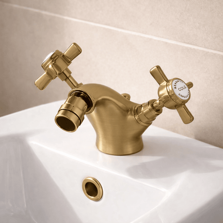 [BTKI806X] Balterley Hanchurch Traditional Bidet Tap with Crosshead Handles - Chrome or Brushed Brass - Silo