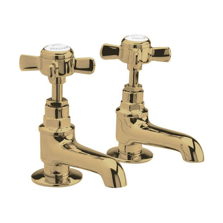 [BTKI821XE] Balterley Hanchurch Basin Pillar Taps with Crosshead Handles - Chrome or Brushed Brass - Cutout