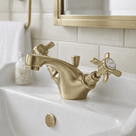 [BTKI845X] Balterley Hanchurch Traditional Mono Basin Mixer Tap - Chrome or Brushed Brass - Silo