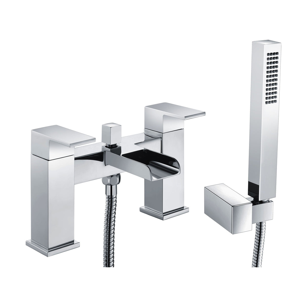 [BTMI304] Square Bath Filler Tap with Shower Kit - Chrome - Cutout