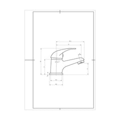 [BTOD345] Balterley Willow Single Lever Mono Basin Mixer Tap with Push Button Waste - Chrome - Technical Drawing