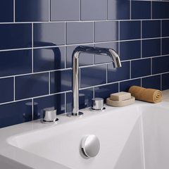 [BTP333P] Hademore Contemporary 3 Tap Hole Deck Mounted Bath Mixer Tap with Round Handles - Choice of Spout and Colour - Lifestyle 1