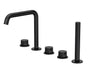 [BTP414P] Hademore Contemporary 5 Tap Hole Deck Mounted Bath Shower Mixer Tap with Round Handles and Shower Kit - Choice of Spout and Colour - Cutout