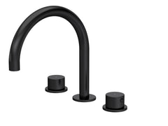 [BTP433C] Hademore Contemporary 3 Tap Hole Deck Mounted Bath Mixer Tap with Round Handles - Choice of Spout and Colour - Cutout