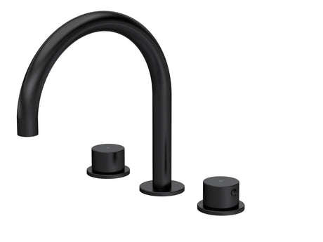 [BTP433C] Hademore Contemporary 3 Tap Hole Deck Mounted Bath Mixer Tap with Round Handles - Choice of Spout and Colour - Cutout