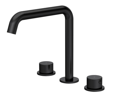 [BTP433P] Hademore Contemporary 3 Tap Hole Deck Mounted Bath Mixer Tap with Round Handles - Choice of Spout and Colour - Cutout