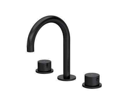 [BTP437C] Hademore Contemporary 3 Tap Hole Basin Mixer Tap with Round Handles and Waste - Choice of Spout and Colour - Cutout