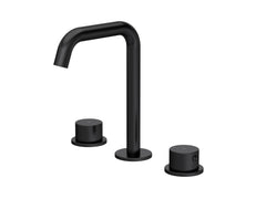 [BTP437P] Hademore Contemporary 3 Tap Hole Basin Mixer Tap with Round Handles and Waste - Choice of Spout and Colour - Cutout