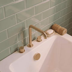 [BTP833P] Hademore Contemporary 3 Tap Hole Deck Mounted Bath Mixer Tap with Round Handles - Choice of Spout and Colour - Lifestyle 2