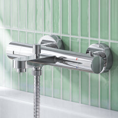 [BTPR005] Balterley Pride Contemporary Round Wall Mount Thermostatic Bath Shower Mixer Bar Valve Tap - Chrome - Silo