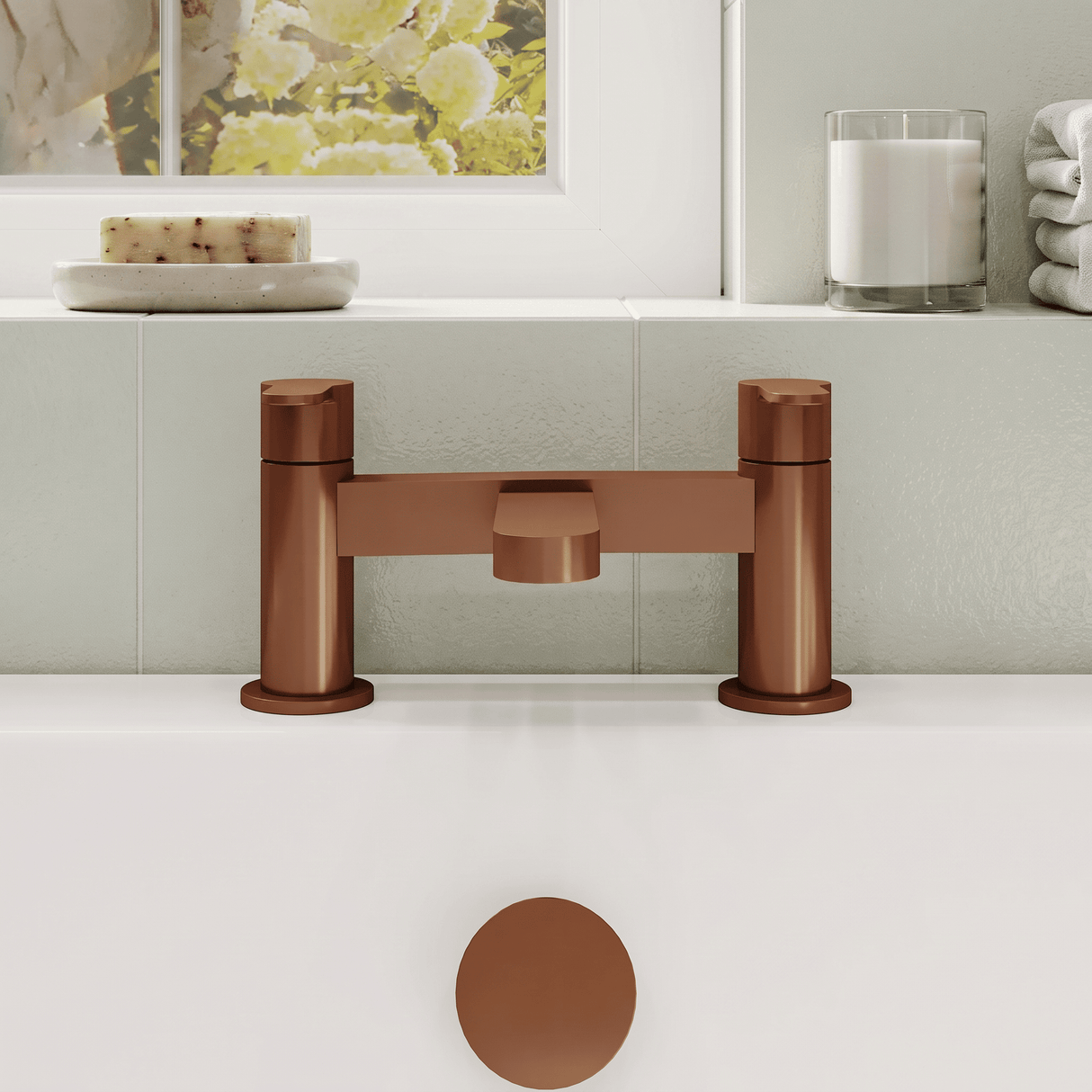 [BTPR1503] Consall Round Dual Lever Deck Mounted Bath Filler Tap - Choice of Finish - Lifestyle 1