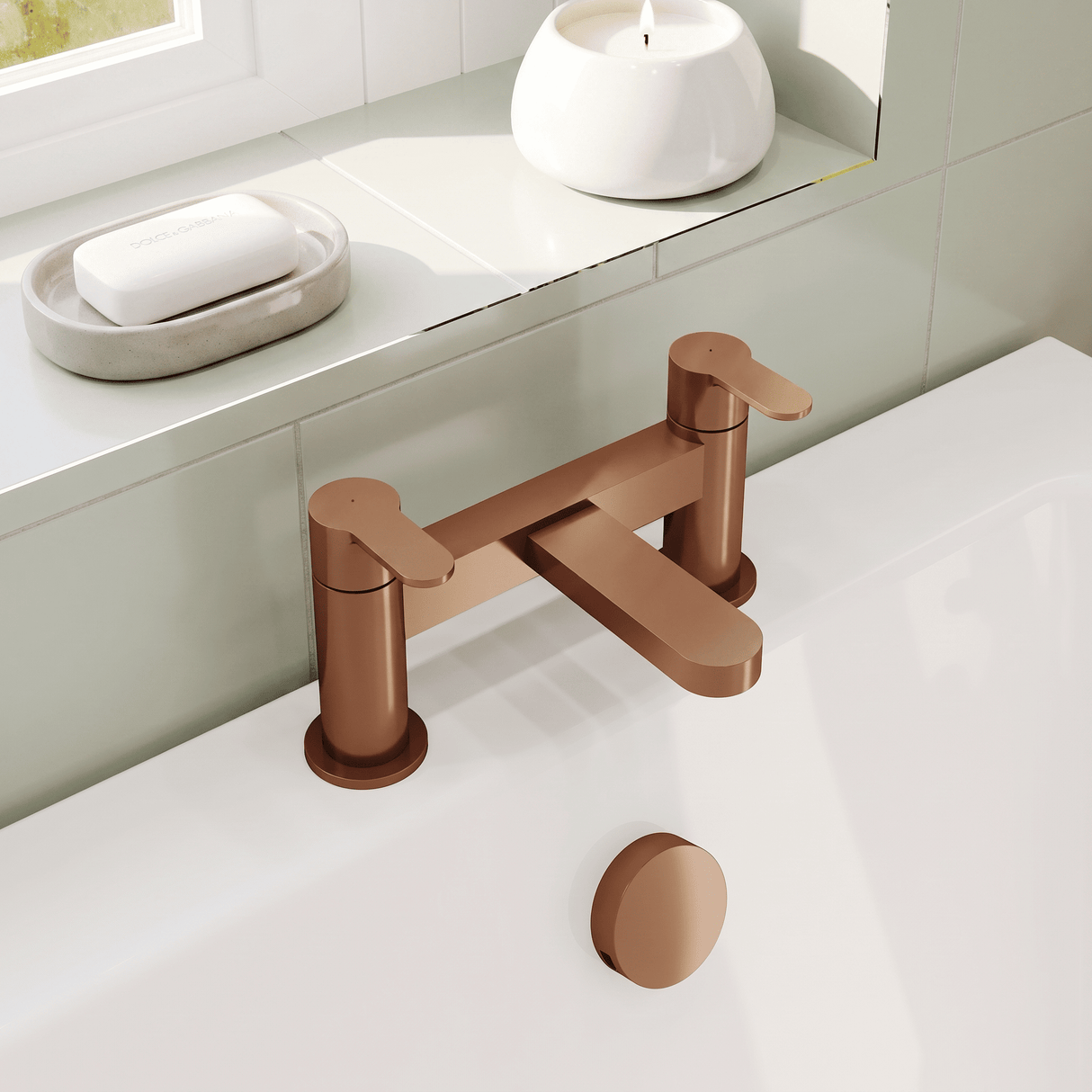 [BTPR1503] Consall Round Dual Lever Deck Mounted Bath Filler Tap - Choice of Finish - Lifestyle 2