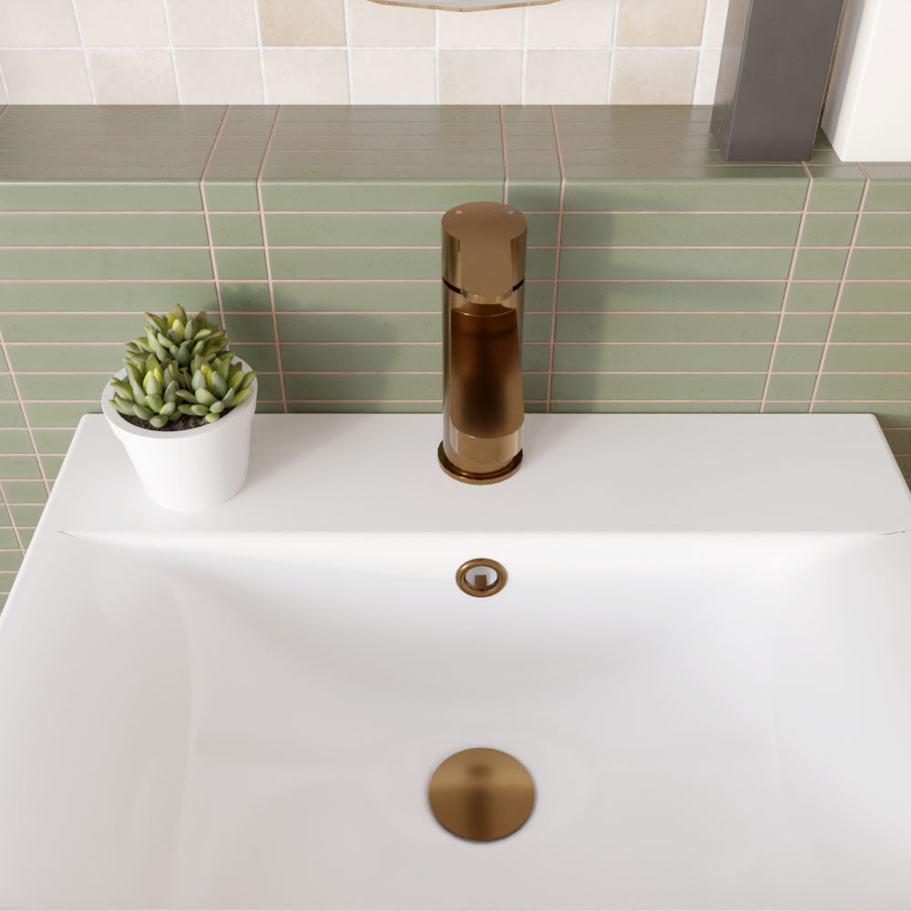 [BTPR1505] Consall Round Mono Basin Mixer Tap with Push Button Waste - Choice of Finish - Lifestyle 2