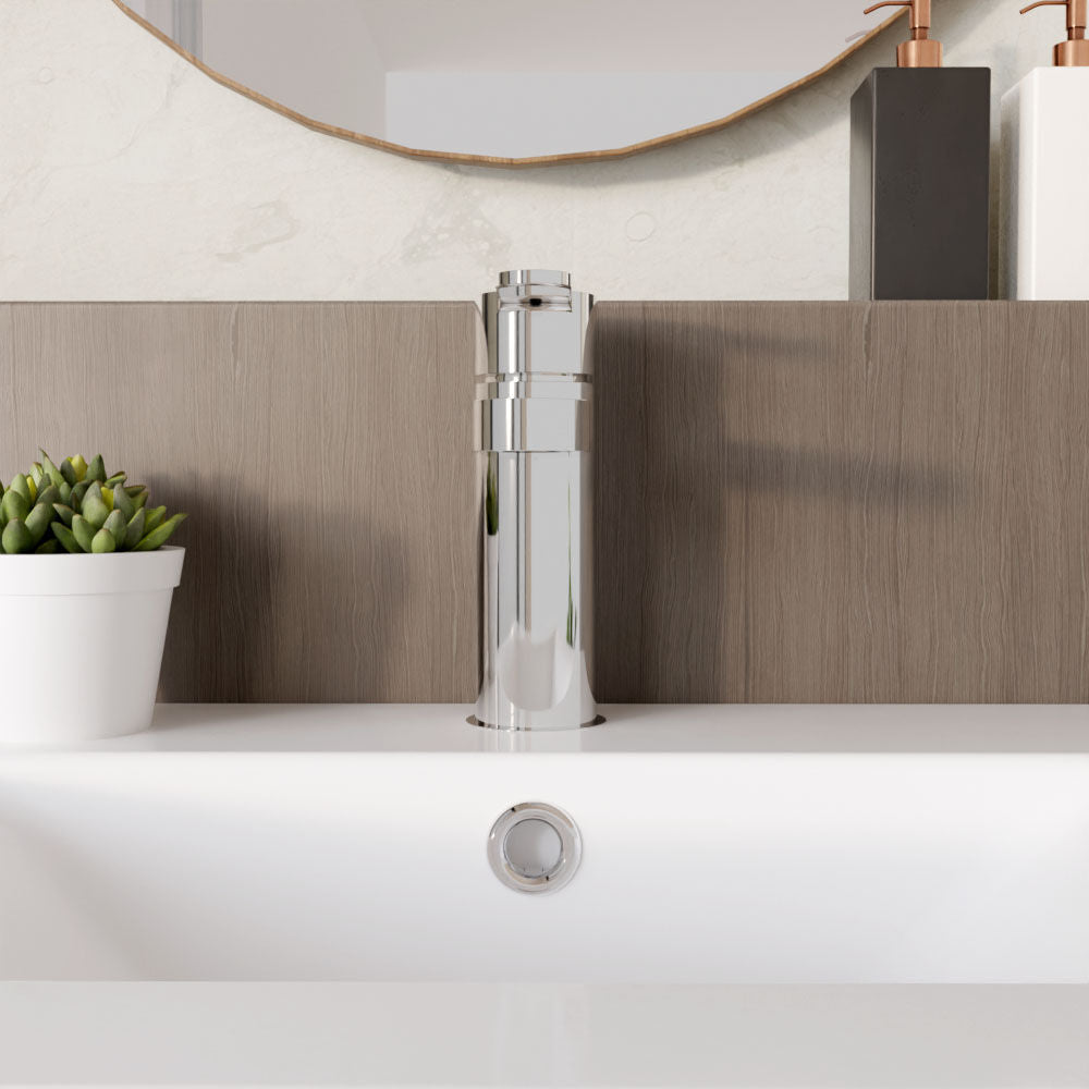 [BTPR305] Consall Round Mono Basin Mixer Tap with Push Button Waste - Choice of Finish - Lifestyle 1