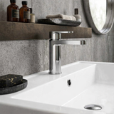 Consall Round Mono Basin Mixer Tap with Push Button Waste - Choice of Finish