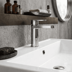 [BTPR305] Consall Round Mono Basin Mixer Tap with Push Button Waste - Choice of Finish - Silo