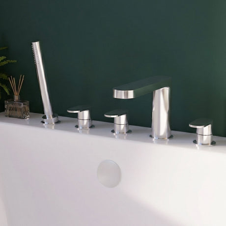 [BTPR314] Balterley Pride Deck Mount Round 5 Tap Hole Bath Shower Mixer Tap with Shower Kit - Chrome - Silo