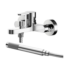 [BTPR316] Balterley Pride Contemporary Wall Mount Round Bath Shower Mixer Tap with Shower Kit - Chrome - Cutout