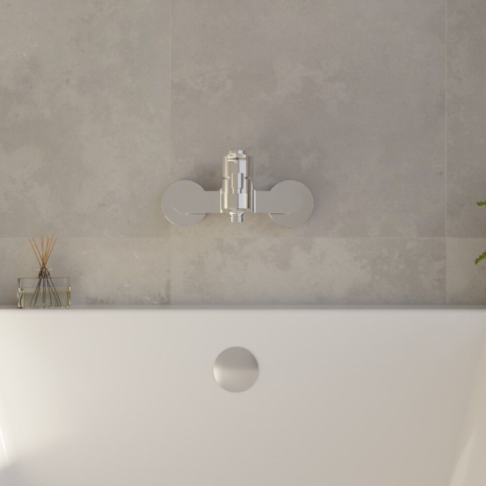 [BTPR316] Balterley Pride Contemporary Wall Mount Round Bath Shower Mixer Tap with Shower Kit - Chrome - Lifestyle 1