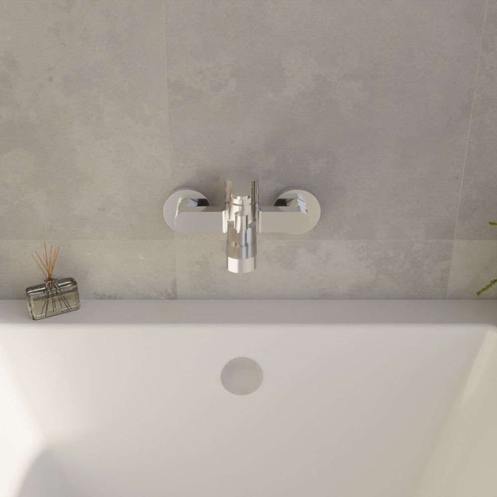 [BTPR316] Balterley Pride Contemporary Wall Mount Round Bath Shower Mixer Tap with Shower Kit - Chrome - Lifestyle 2