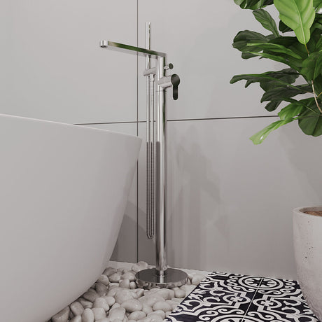[BTPR321] Consall Freestanding Round Bath Shower Mixer Tap with Kit - Choice of Colour - Lifestyle 1