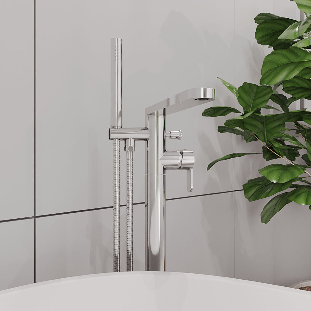 [BTPR321] Consall Freestanding Round Bath Shower Mixer Tap with Kit - Choice of Colour - Lifestyle 3