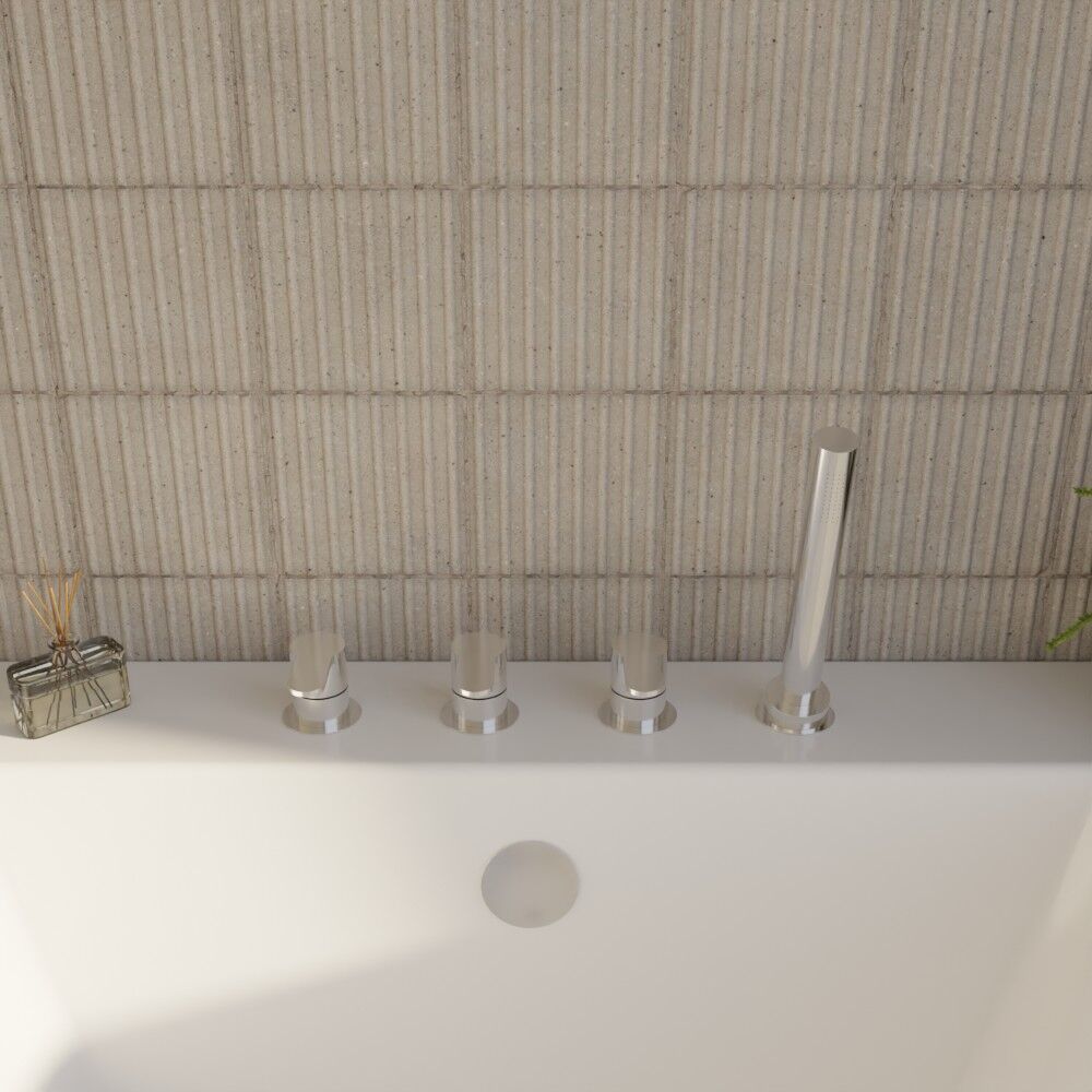[BTPR334] Balterley Pride Contemporary Deck Mount Round 4 Tap Hole Bath Shower Mixer Tap with Kit (No Spout) - Chrome - Lifestyle 2
