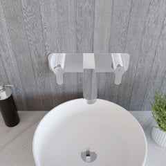 [BTPR350] Balterley Pride Contemporary Round Wall Mount 3 Tap Hole Basin Mixer Tap & Back Plate - Chrome - Lifestyle 2